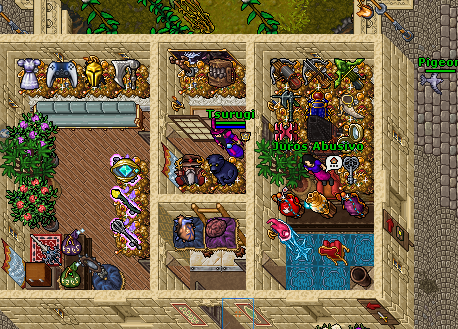 Ahoy!

Postando uma foto da house, faz tempo que ela não aparece por aqui...

No momento, estou recuperando stamina gasta nos dias de evento de fast resp.

As categorias Harmless, Trivial e Easy estão 100% completas.
Medium faltam 7 criaturas + Marid.
Hard faltam 5 que estão bem encaminhadas já: Brinebrute Inferniarch, Hive Overseer, Night Harpy, Rootthing Amber Shaper e Sight of Surrender.

Já as Challenging faltam bastante criaturas ainda, cerca de 26. Porém agora com o Task Board no Taleon devemos começar a fazer essas criaturas. E o bom é que não há a obrigação de fazer essas criaturas em evento, pois a maioria delas possuem em quantidades grandes nos respawns.

Ah, eu não poderia deixar de fazer um agradecimento especial a 3 caras que me ajudaram pra caralho em uma situação extremamente chata in-game que rolou ontem: Lor Rack, Priyla e Will Archer. Muito obrigado pela ajuda! E à minha PT que vai ficar alguns dias sem caçar por minha causa. Brincadeira!